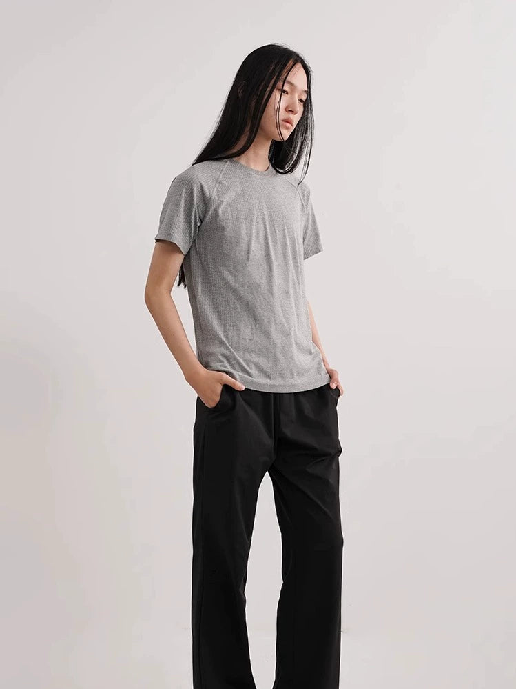 NO LOGO Quick Drying Seamless Jacquard Sports Slim Tee