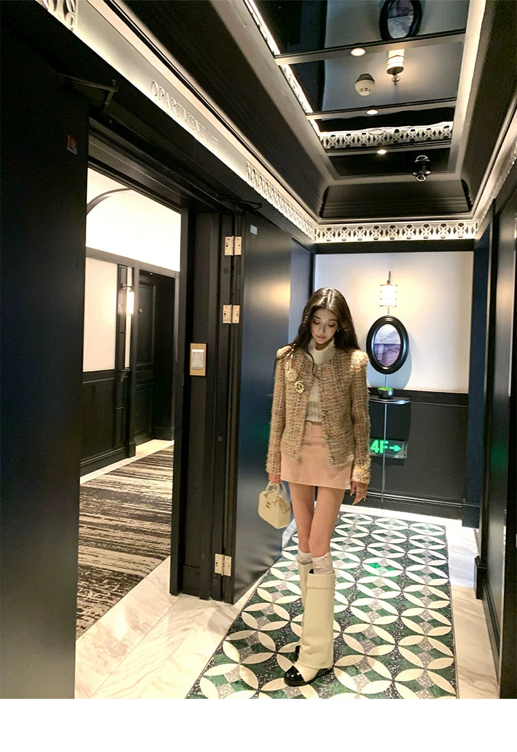 Barb Chill Padded Thousand Gold Wind Skirt Fashion Suit
