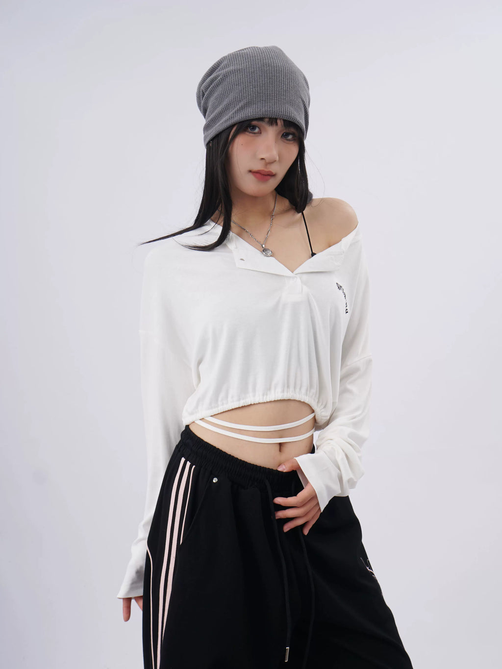 SAMUSAN Loose Lace-up Waist Loose Long Sleeves