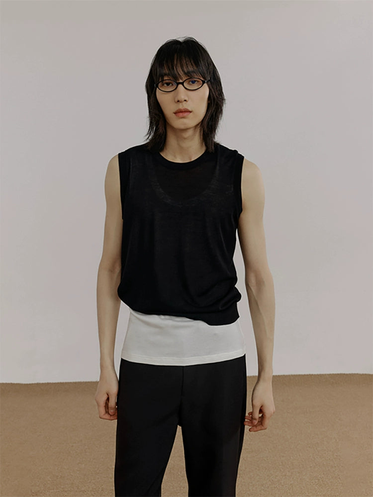 COLN Micro-transparent Knitted Vest