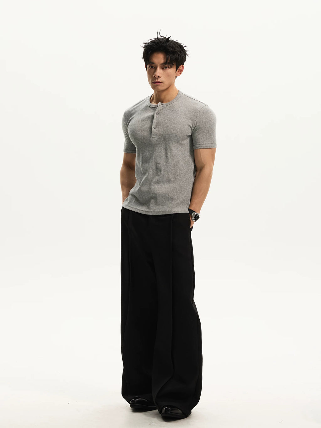 DAY NY Henry Collar Slim Fit Versatile Tee