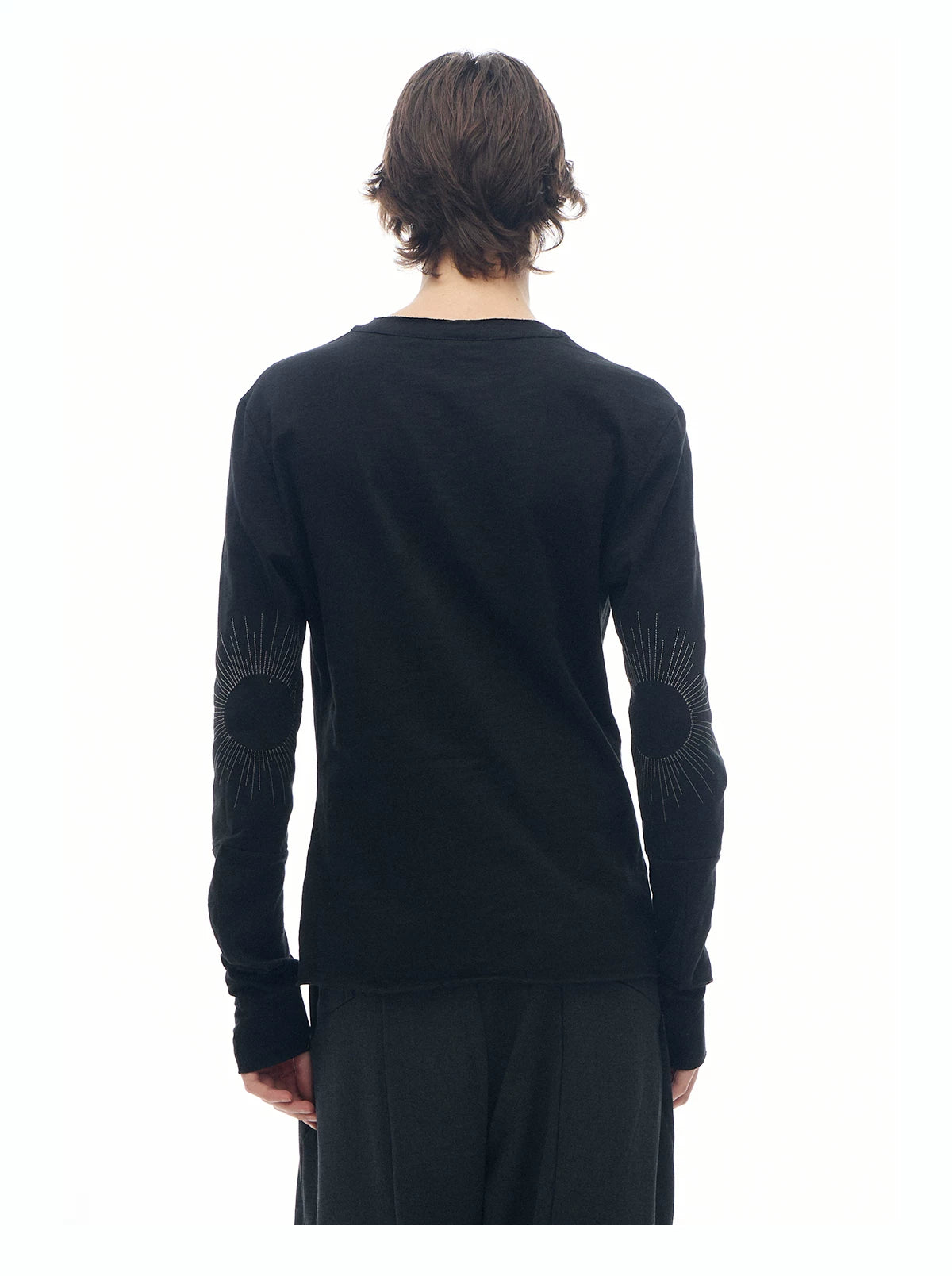 Slight Vogue Henry Collar Sun Embroidery Lightweight Long Sleeves