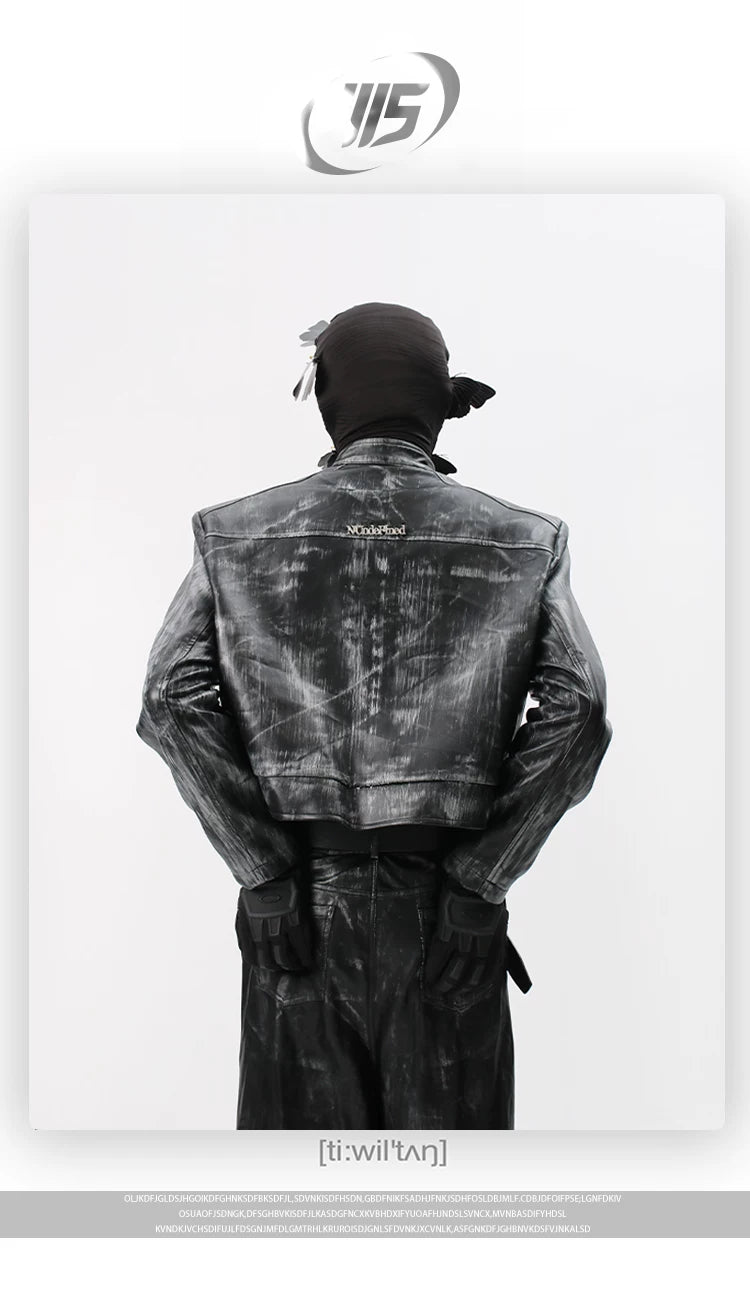 NUndeFineD Gradual Change Short Leather Jacket