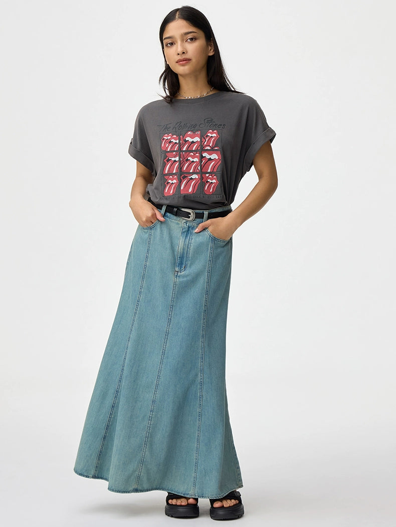 GU Light Denim Horn Fishtail Skirt