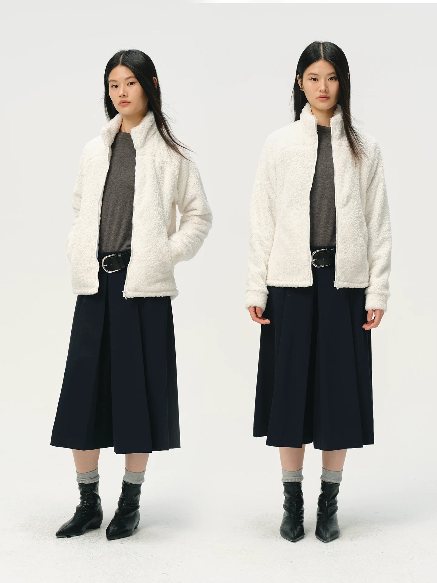 No Logo Heattech Zipper Fleece Jacket