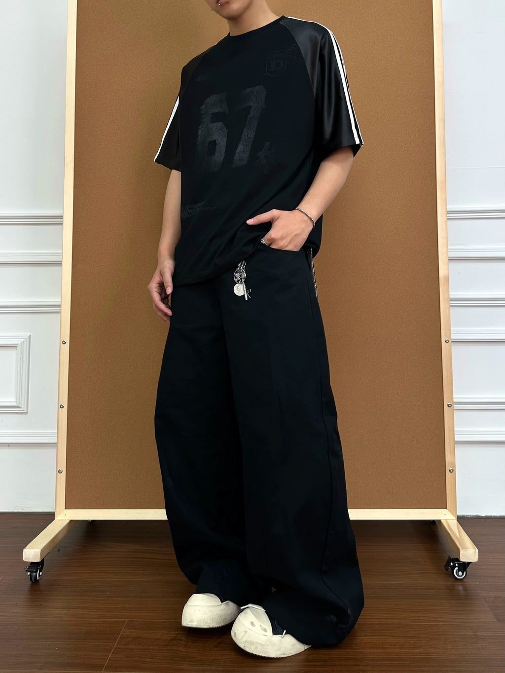 BeOurRule Vintage Splicing Letter Crew Neck Loose Tee