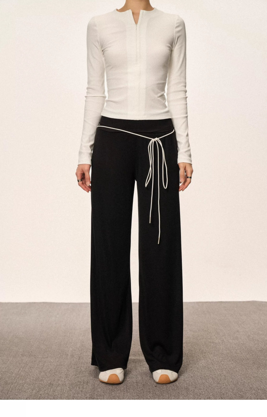 Cherry Melody High Waist Slim Wide Leg Straight Pants