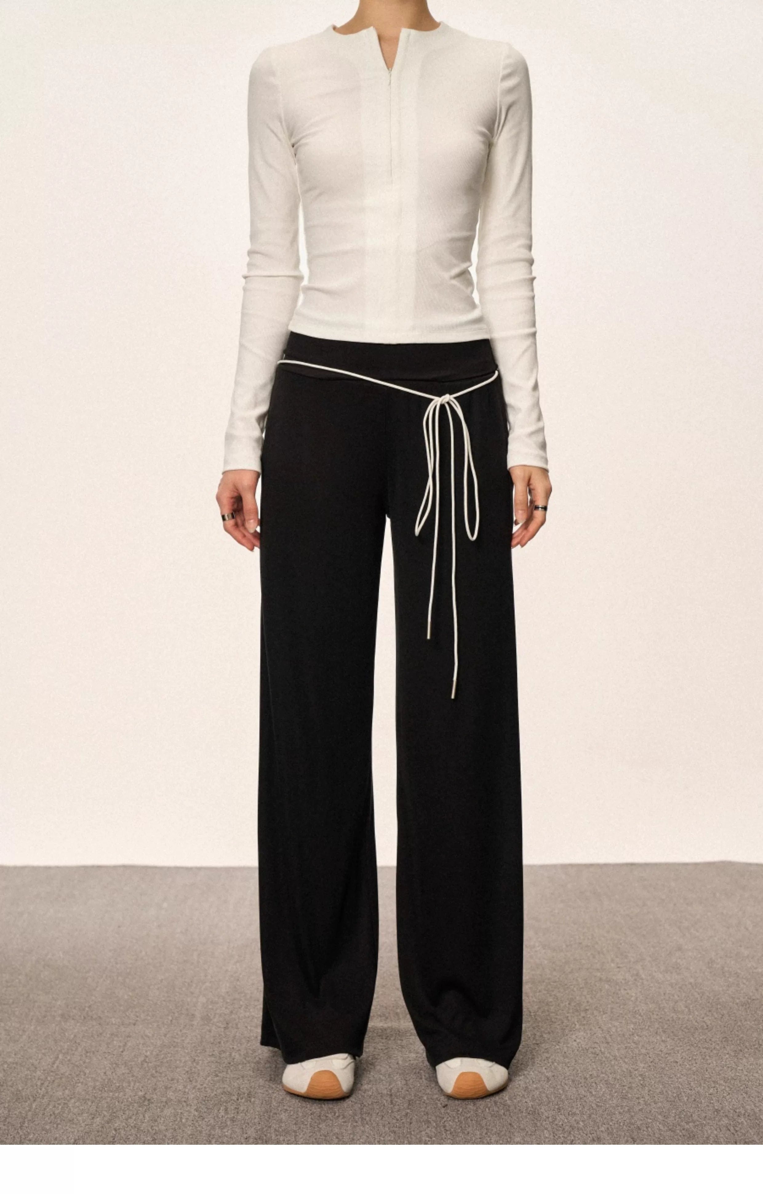 Cherry Melody High Waist Slim Wide Leg Straight Pants