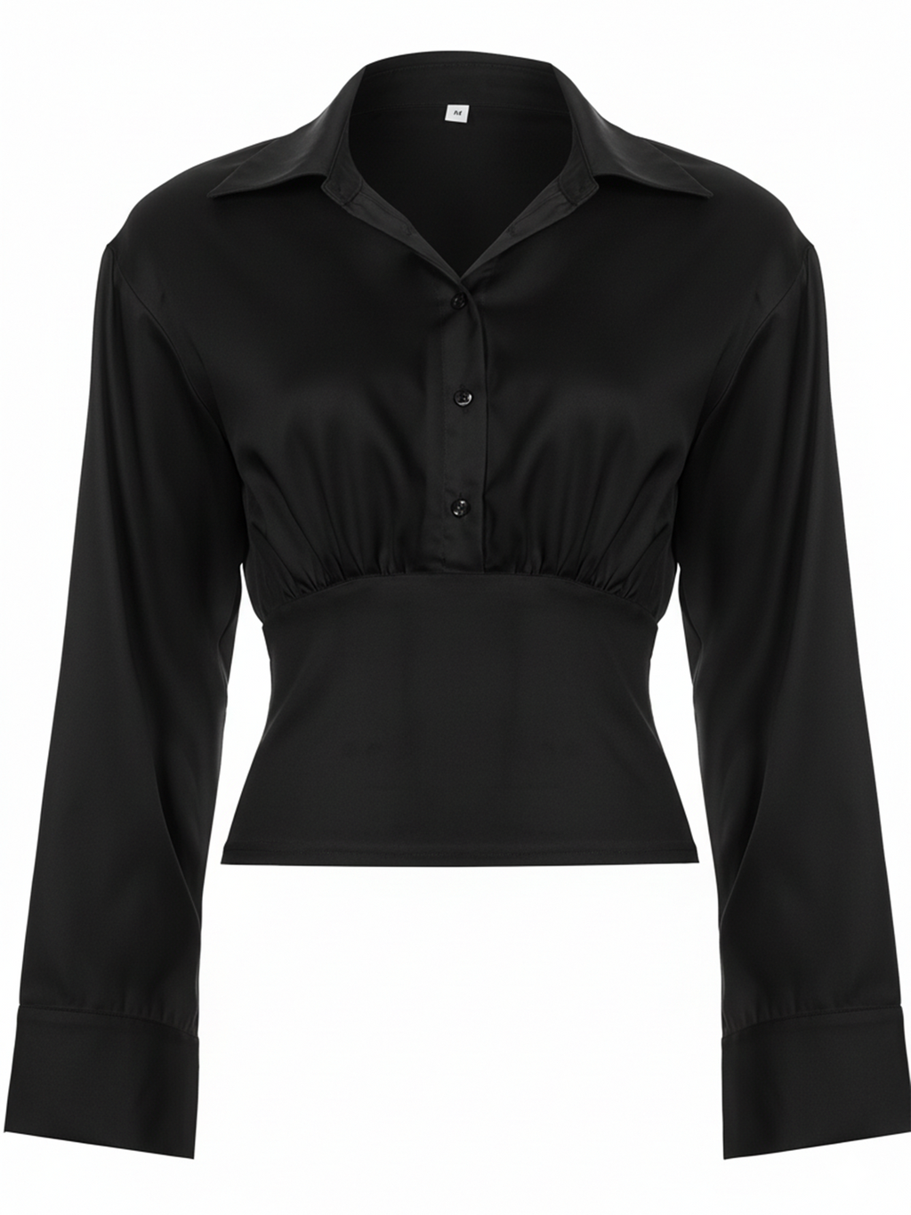 FUNOFF Retro Lapel Waist Slim Long-sleeved Shirt
