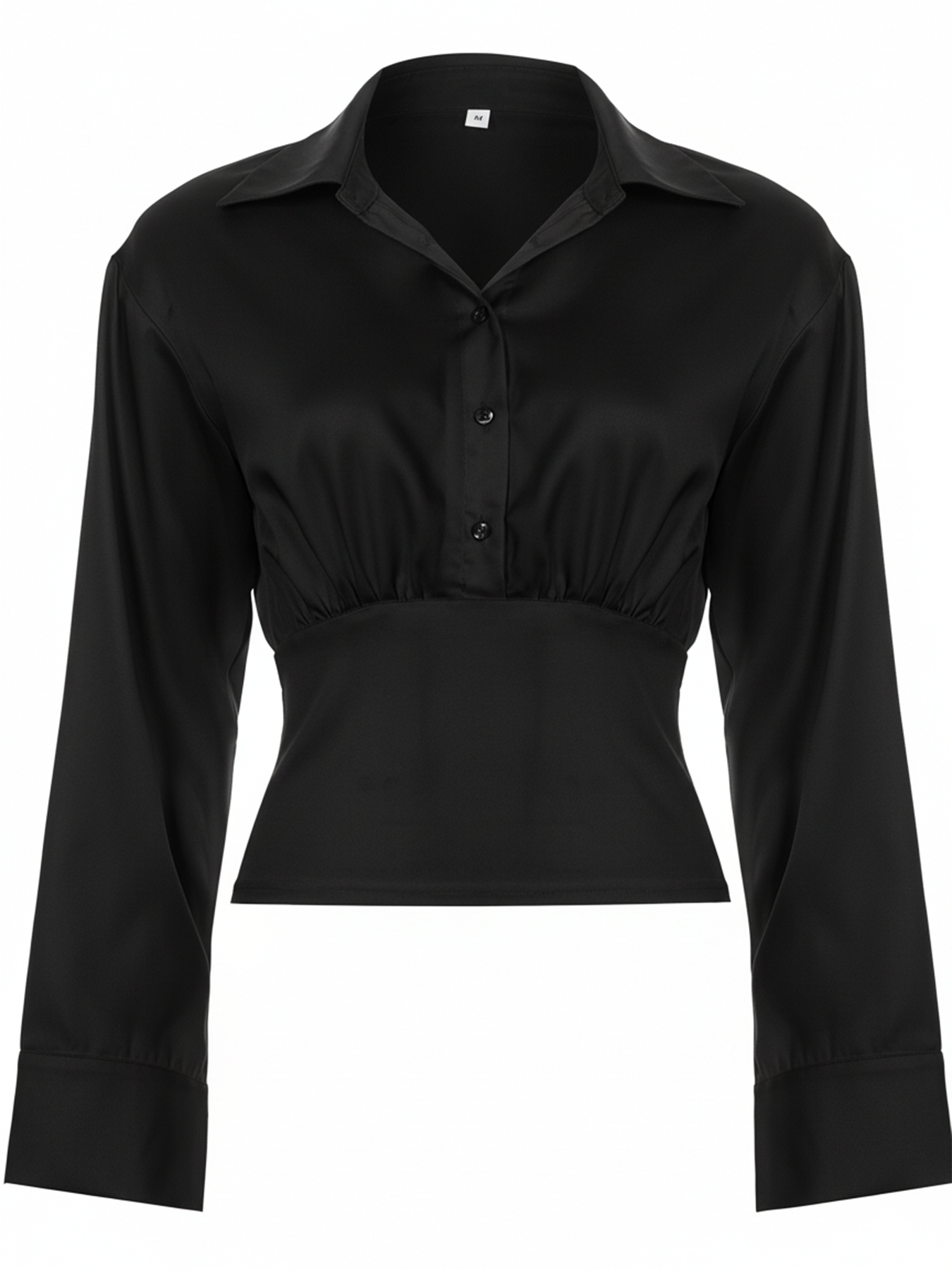 FUNOFF Retro Lapel Waist Slim Long-sleeved Shirt