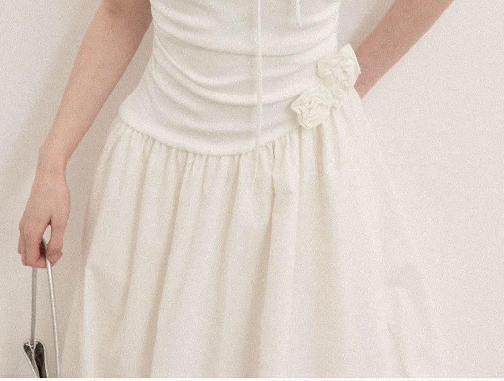 Cantonstory Simple Waist Suspender Dress