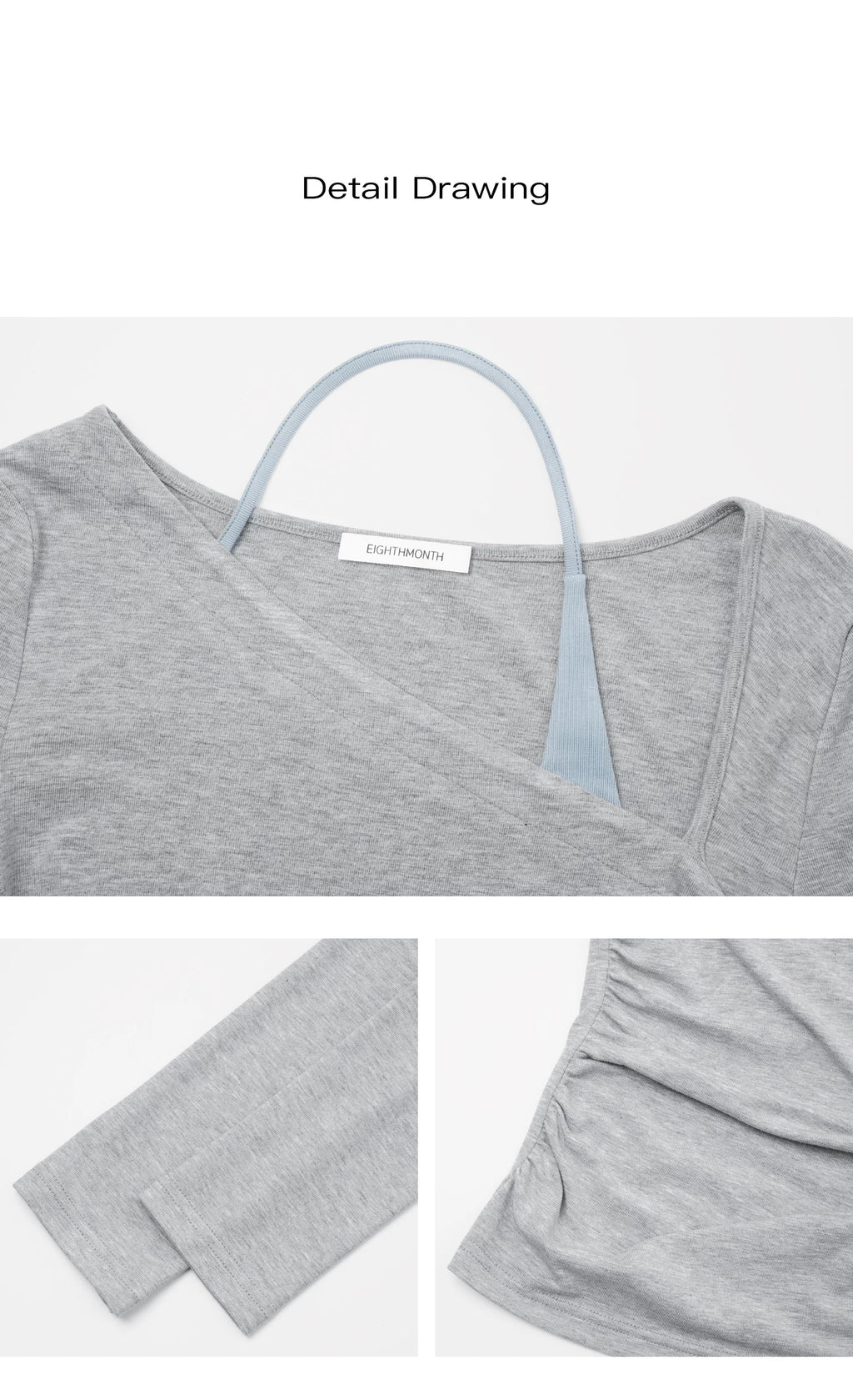 EIGHTHMONTH Slim and Thin Slanted Shoulder Long Sleeves