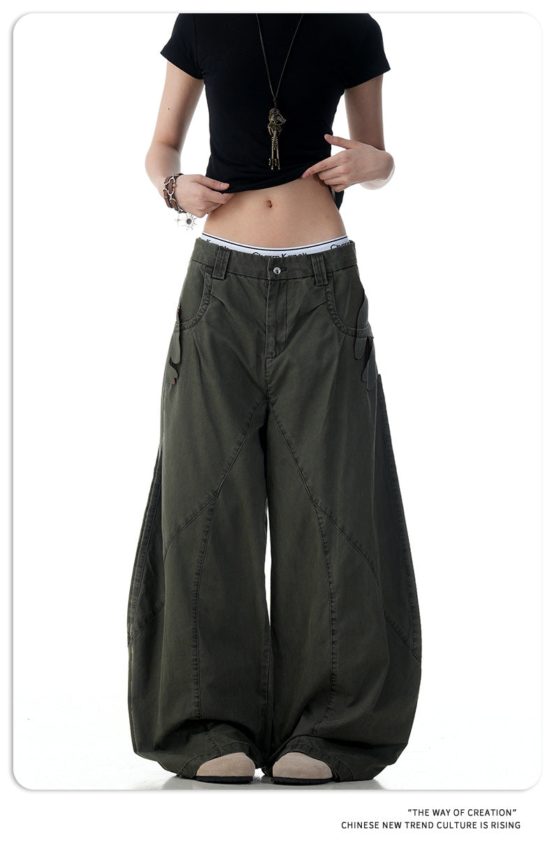 11KN Retro Scimitar Wide-leg Cargo Pants