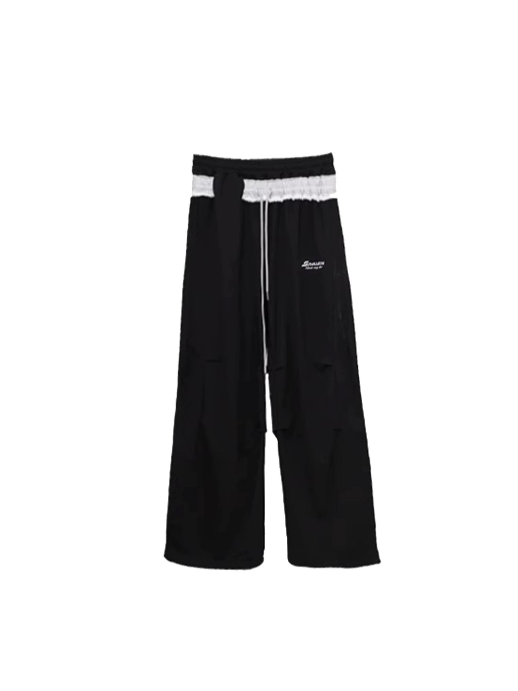 SAMUSAN Double-waisted Lace Contrasting Sports Slacks