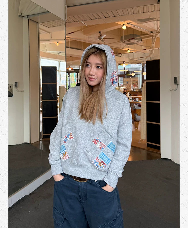 CCYE   Stitched Patch Embroidered Hooded Sweater