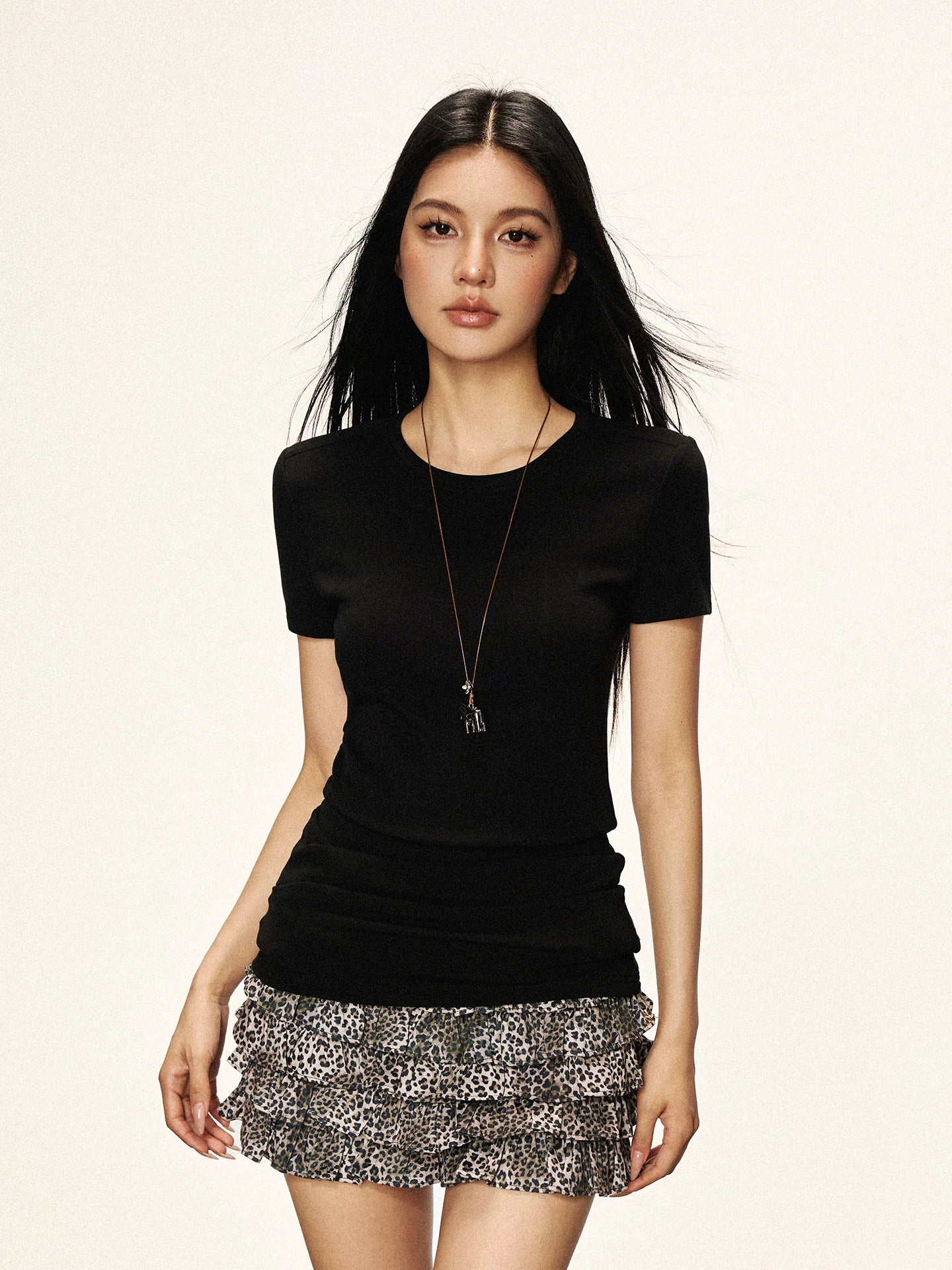 Cherry Melody | Slimming Round Neck Short Sleeve Tee