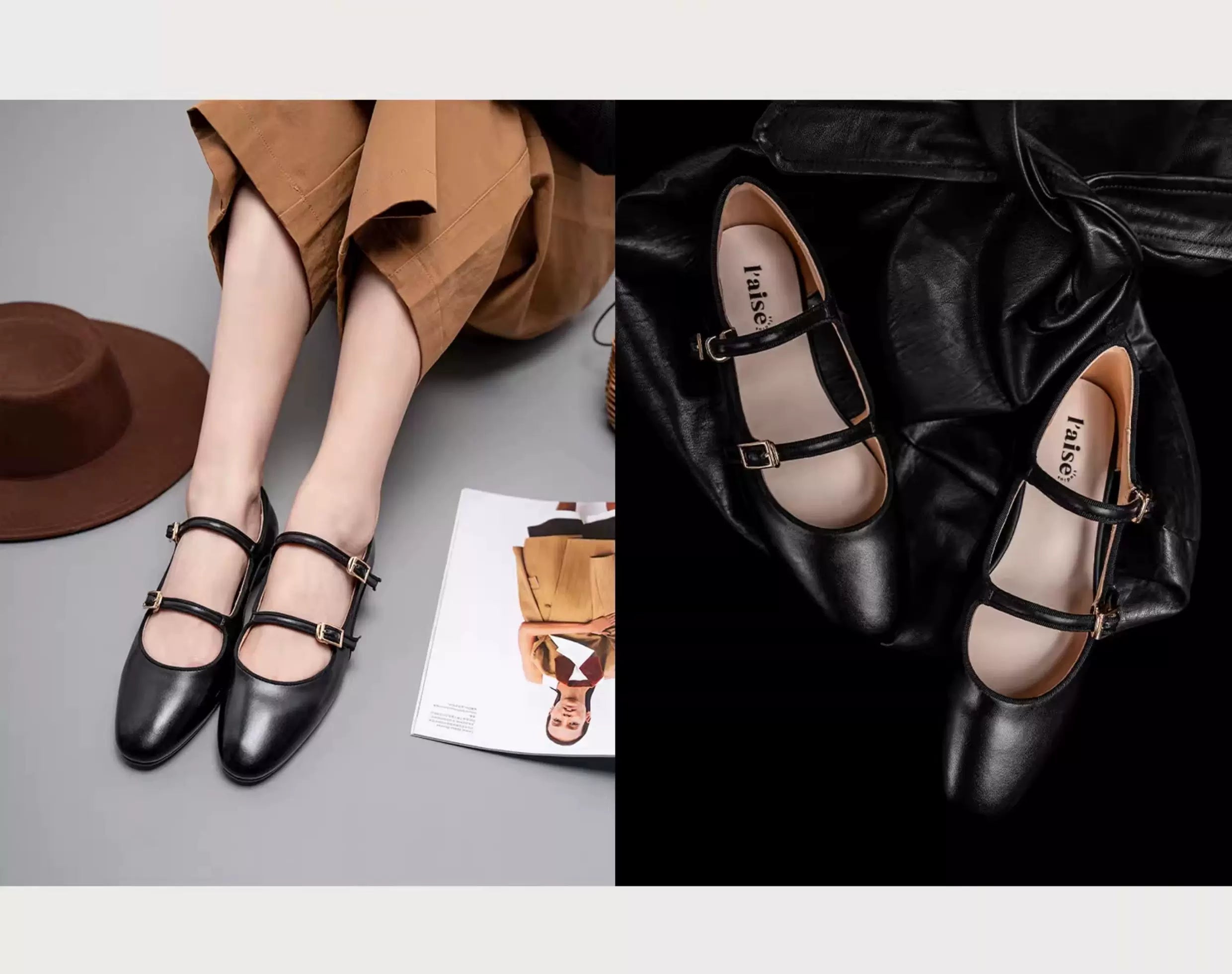 L'aise Leopard Side Hollow Mary Jane Shoes