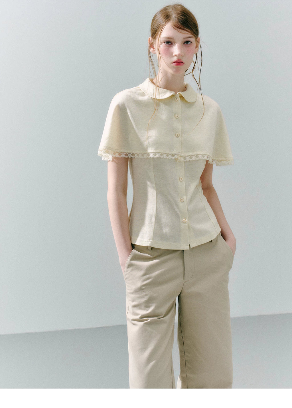 LOST FOREST Skinny Skin-friendly Cloak Integrated Tee