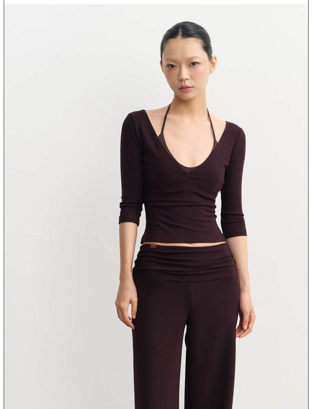 LINY LIBERTY26SS Slim-fit V-neck Micro-pull Casual Pants Sports Suit