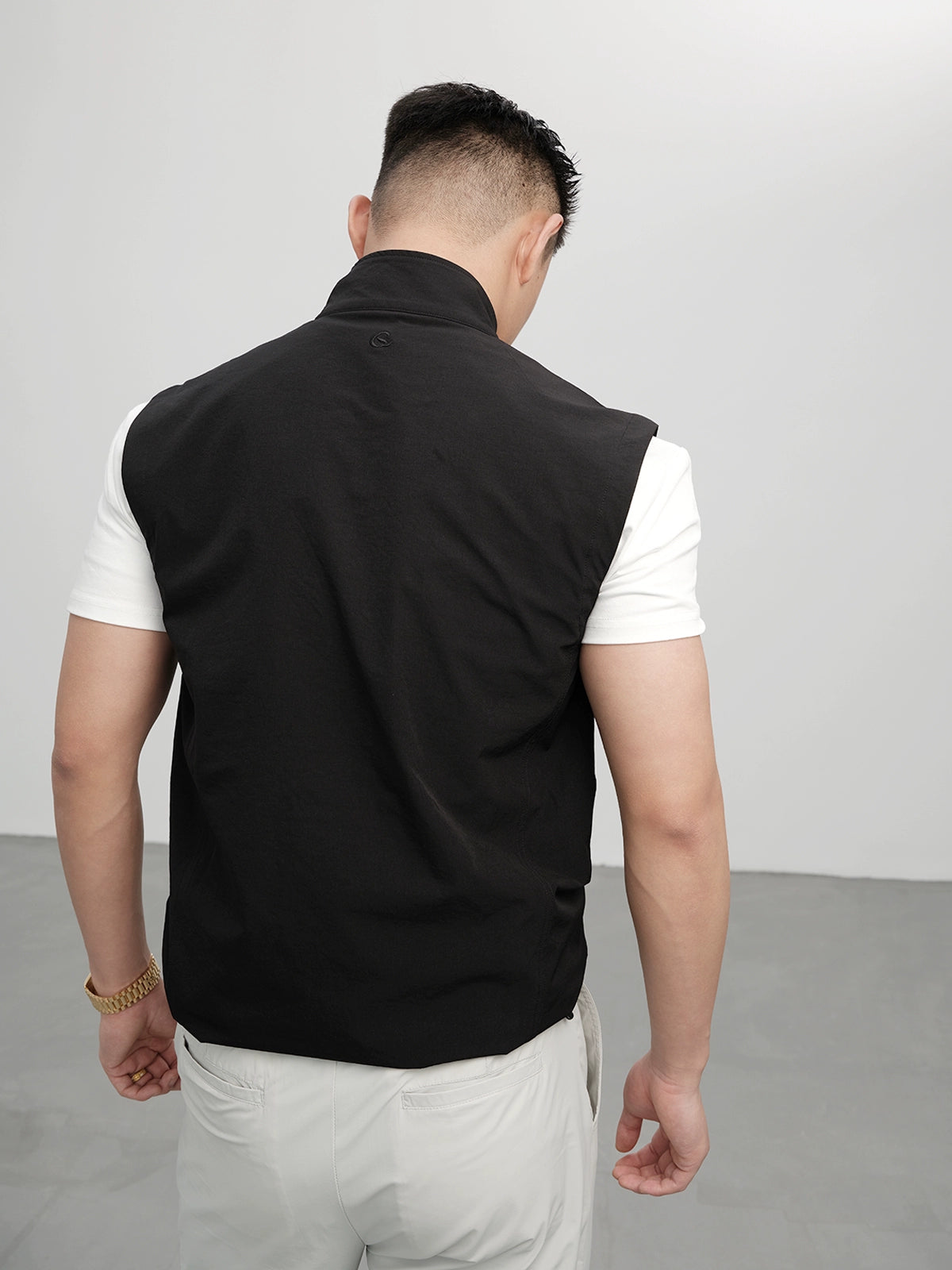 GTAL Vest Stand-up Collar Zipper Stacked Sleeveless Jacket