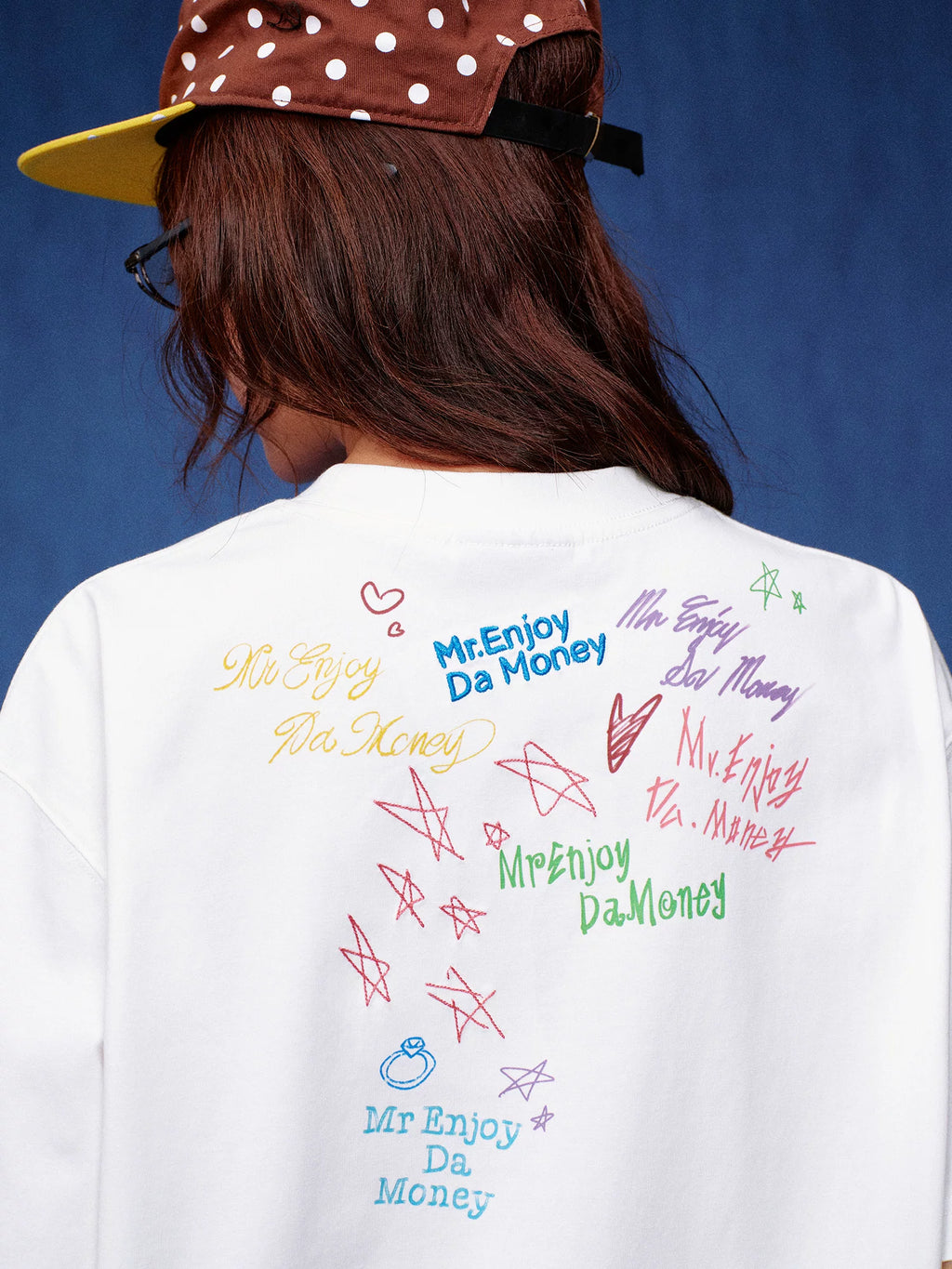 MEDM Font Graffiti Print Embroidery Loose Tee