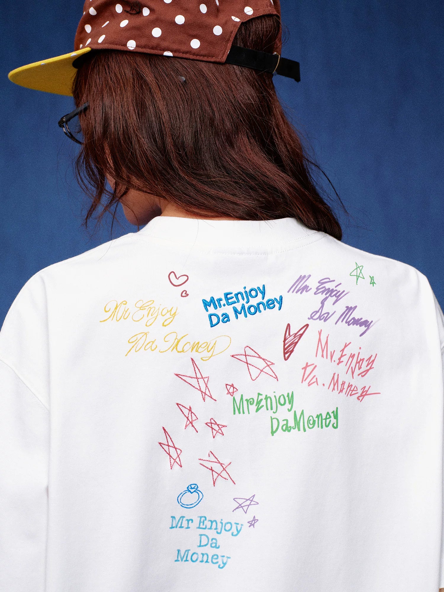 MEDM Font Graffiti Print Embroidery Loose Tee