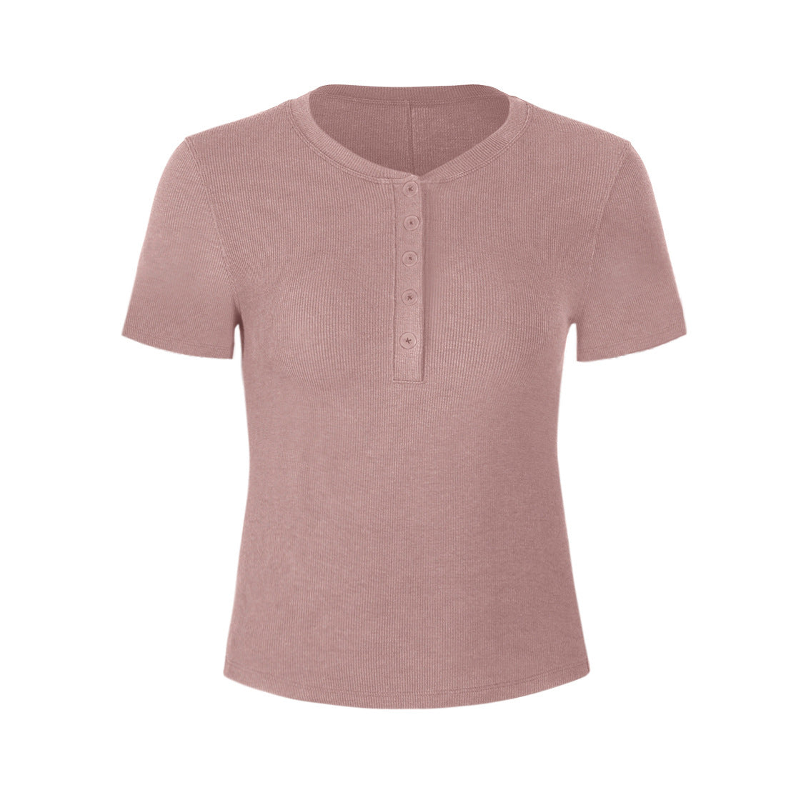 Athena Lulu Ribbed Button Naked Breathable Yoga Suit Tee