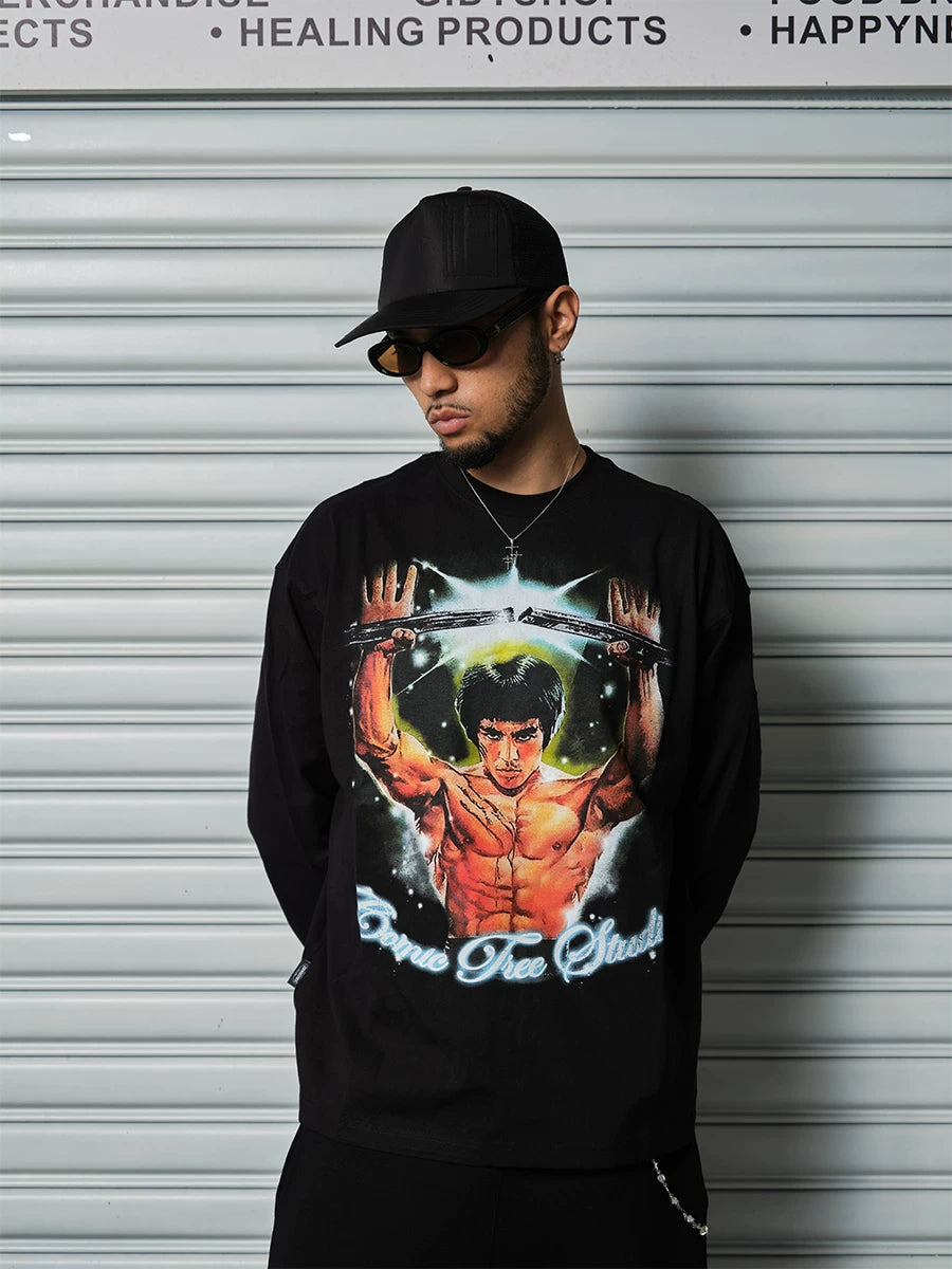 ComicTree Comic Print Casual Crew Neck Long Sleeve