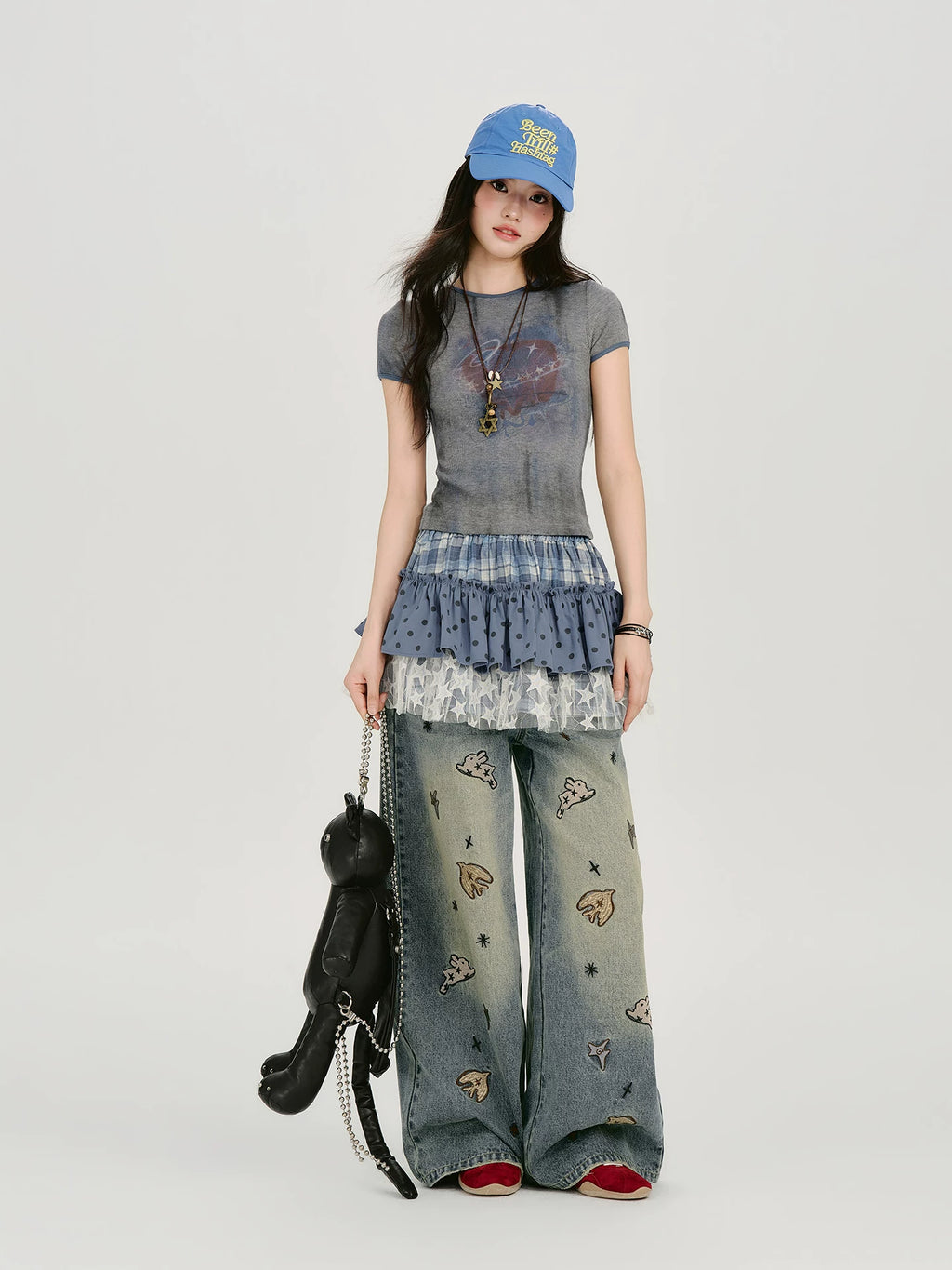 Girlyhalo Casual Versatile Checked Skirt
