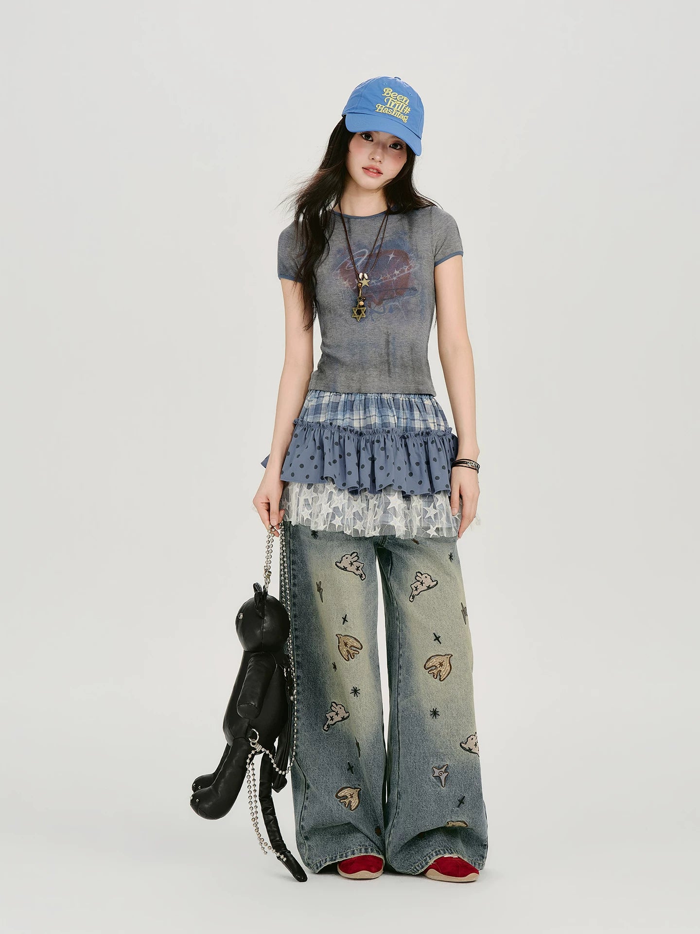 Girlyhalo Casual Versatile Checked Skirt