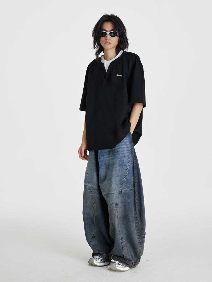 (NMK) fake Two short-sleeved Relaced Tee