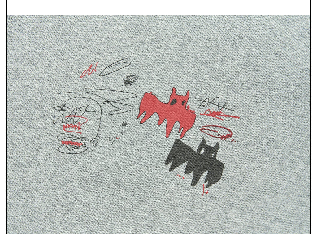 SAXGENWON Graffiti Print Striped Fake Two-piece Long Sleeve