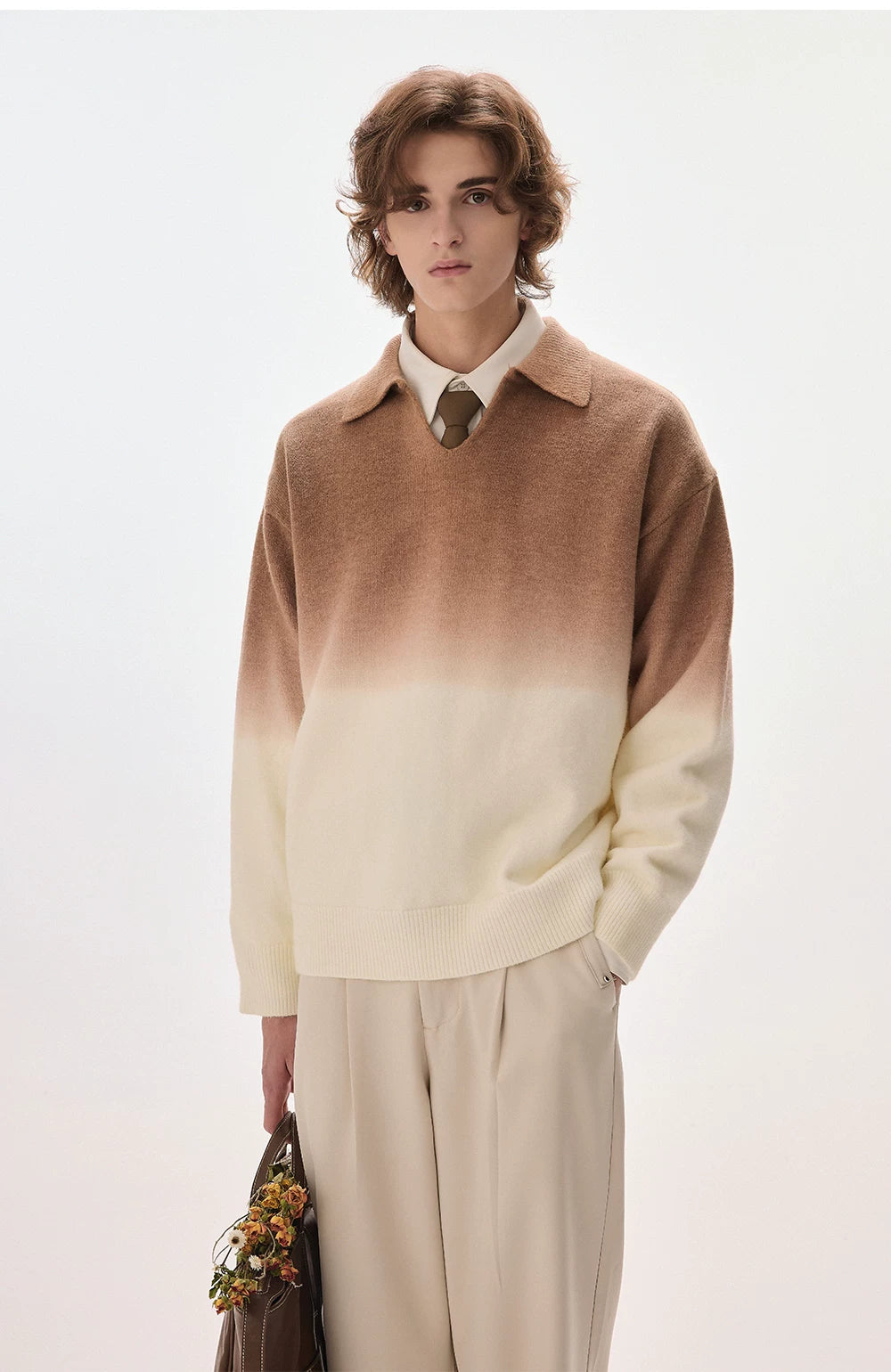 CHOR V Neck Lazy Style Casual Knitted Sweater