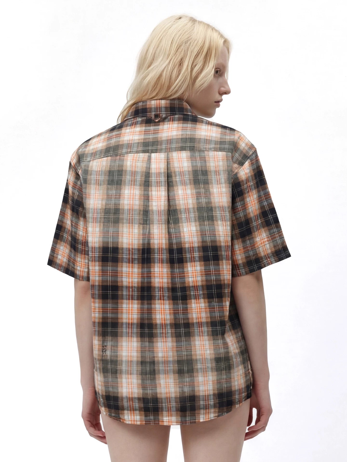 Remedy Vintage Loose Checked Short Sleeve Shirt