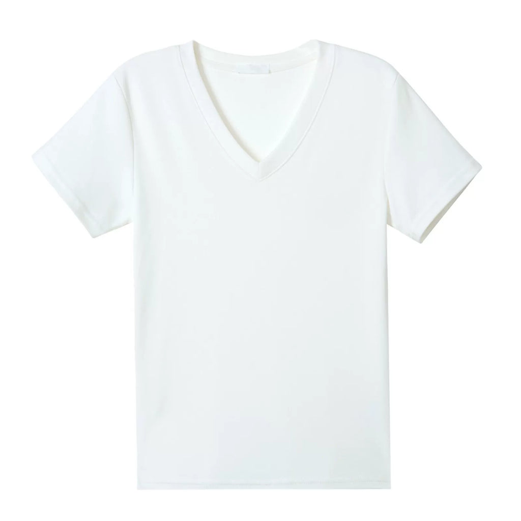 XUJING Simple V-neck Slim and Thin Tee