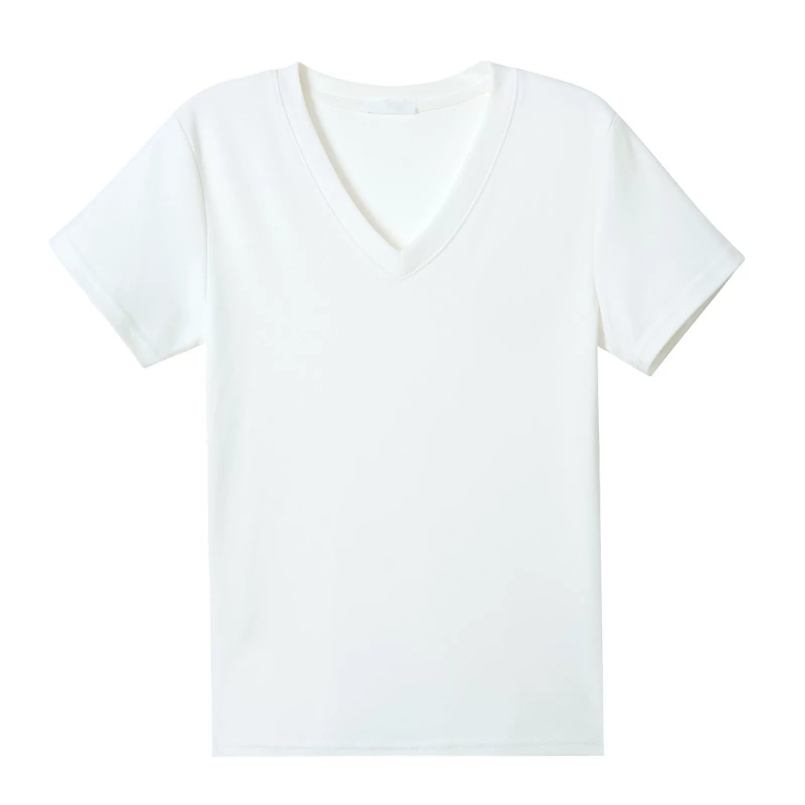 XUJING Simple V-neck Slim and Thin Tee
