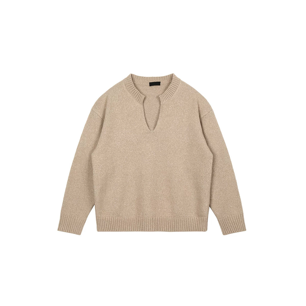 Plus No Logo V Neck Soft and Warm Knitting Shirt