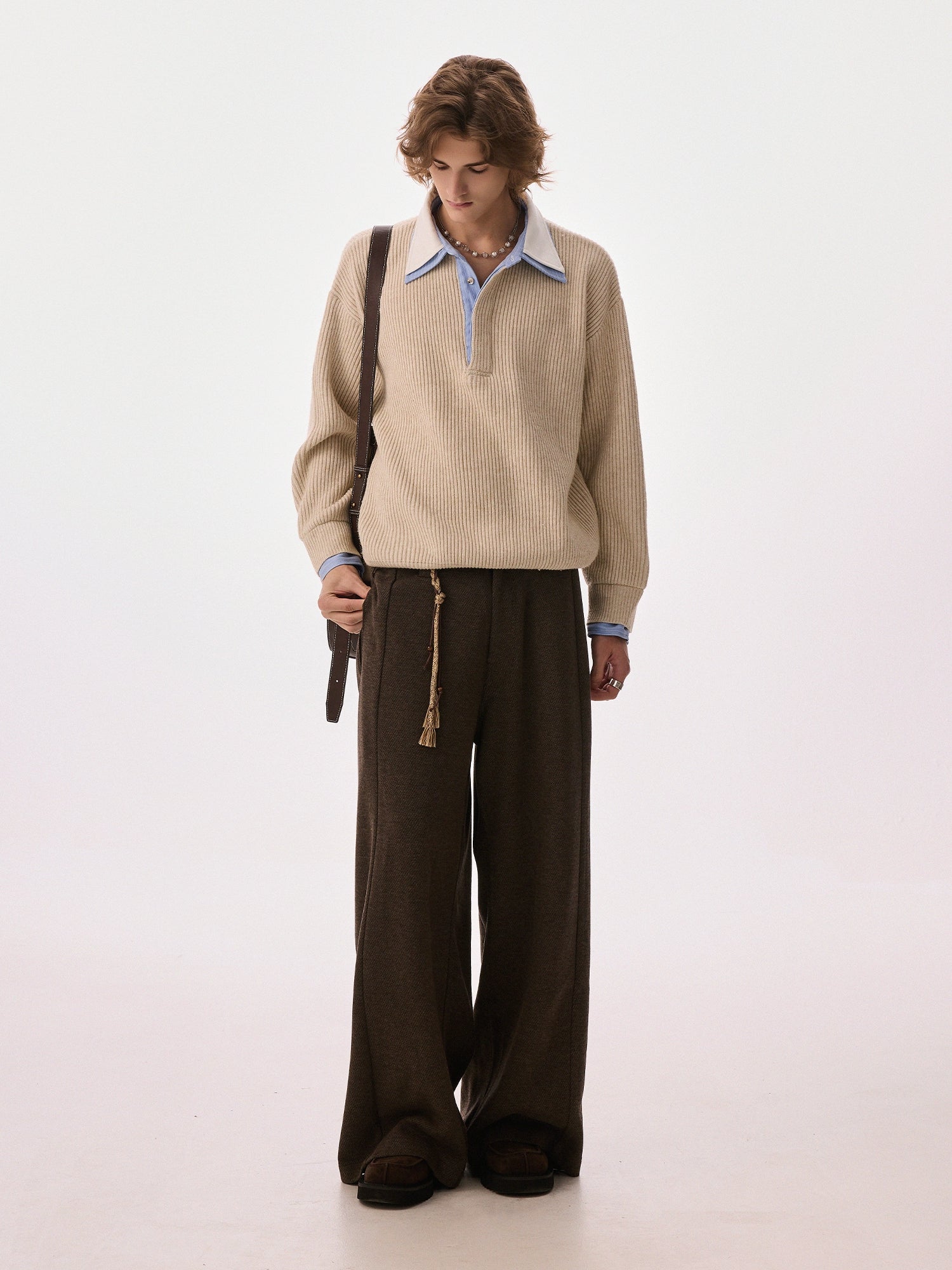 CHOR POLO Collar Casual Simple Versatile Knitted Sweater