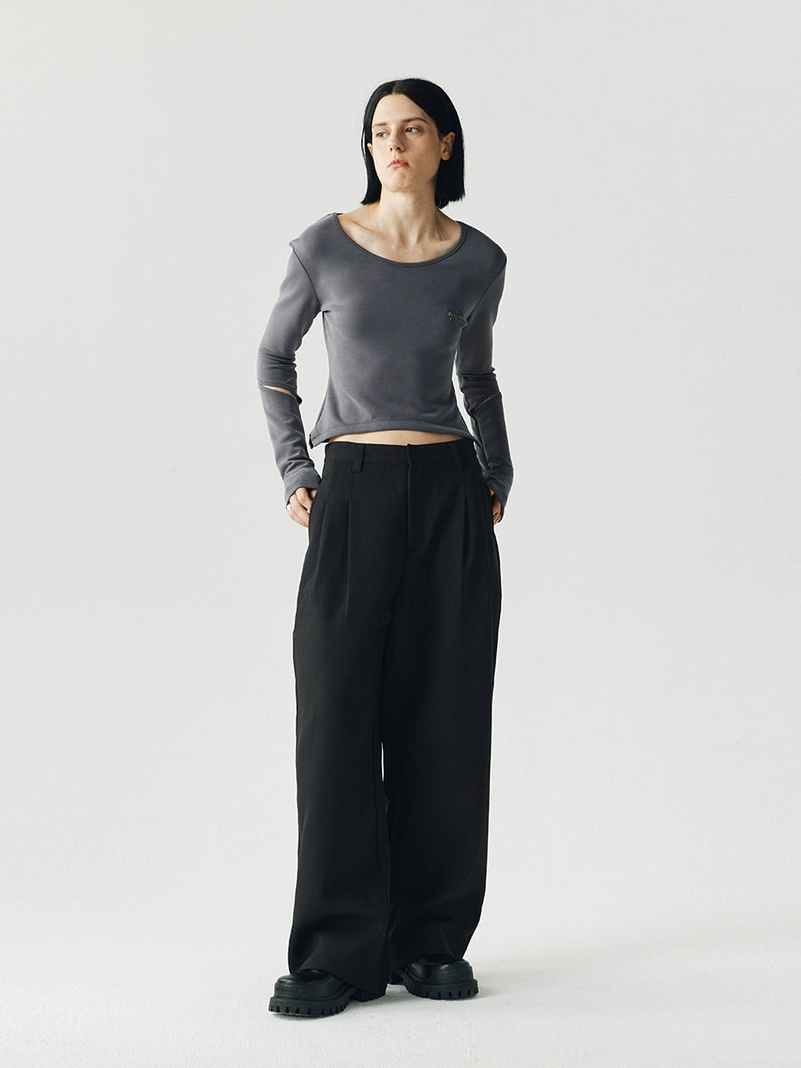 LIMPIDOCULUS Curve Short Hand Sewn Logo Hollow Long Sleeve