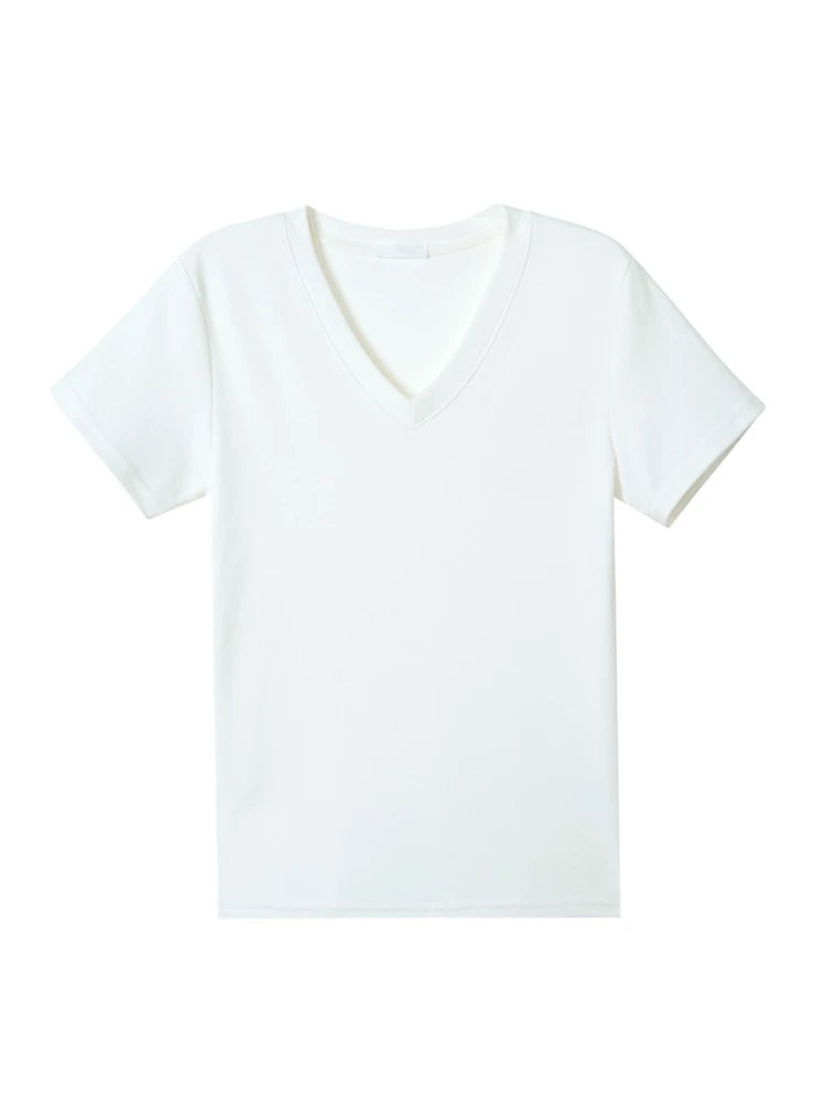 XUJING Simple V-neck Slim and Thin Tee