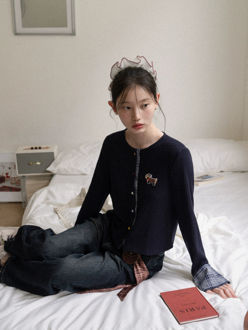 Cantonstory Color Button Knitted Slim-Fit Cardigan