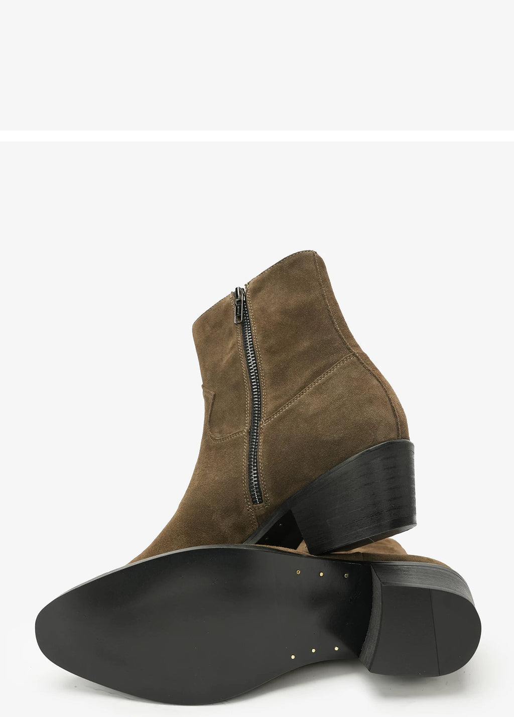 NO LOGO High Mercerized Cow Suede Wood Bottom Pointed Chelsea Boots