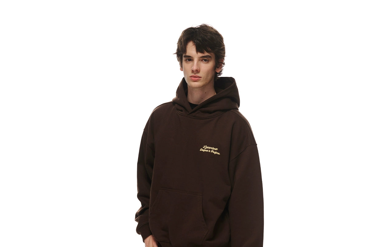 Loopsoon Front and Rear Chain Embroidered Creative Print Hooded Sweater