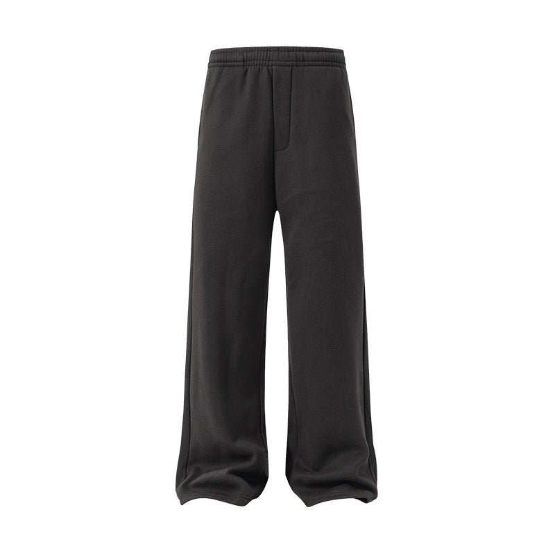 UNF Fleece Thickened Silhouette Straight-leg Pants