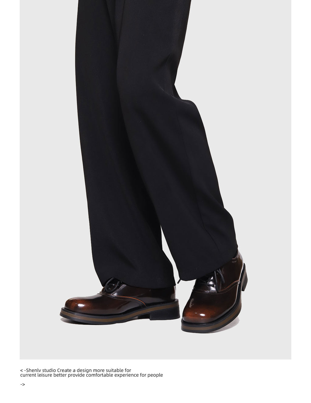 SHENLV STUDIO two-color leather glossy Derby shoes