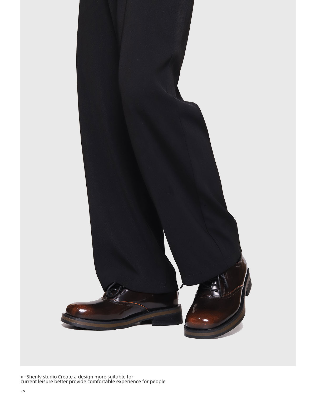 SHENLV STUDIO two-color leather glossy Derby shoes