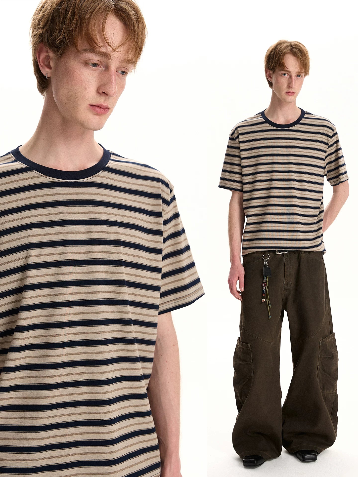 A PUEE Retro High-End Striped Tee – Loose Fit Casual Cleanfit