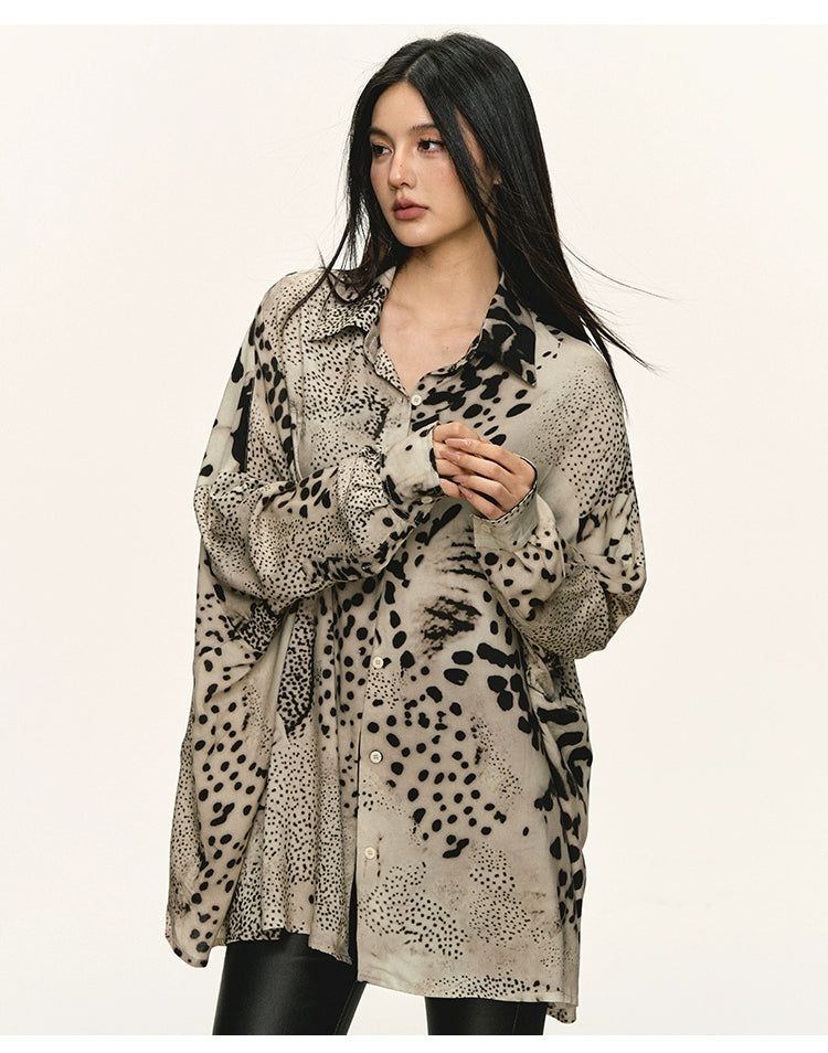 Anna Aneae Leopard Print Long Sleeve Shirt