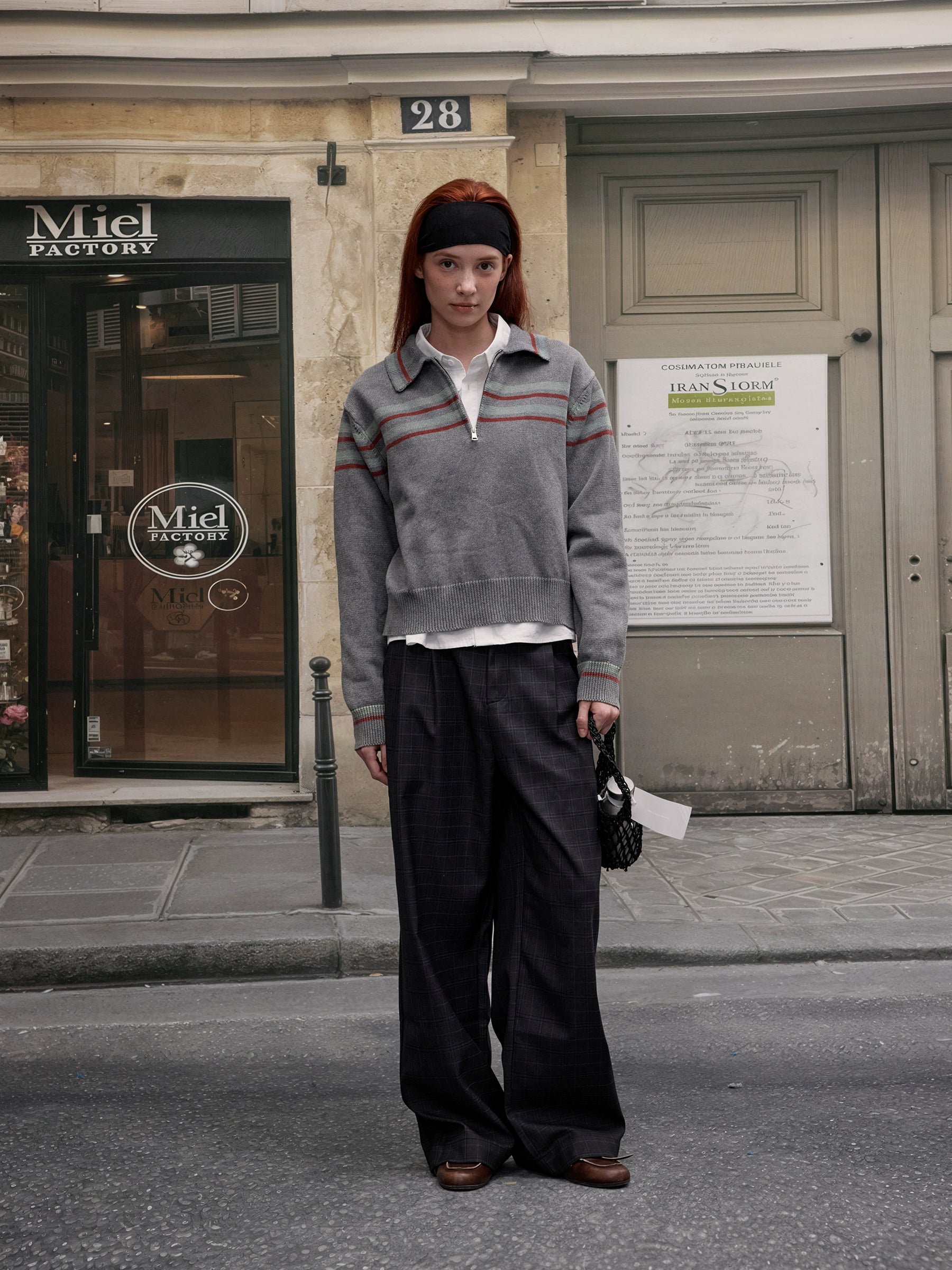 MADWITCH Casual Contrasting Striped Gull Neck Jacket