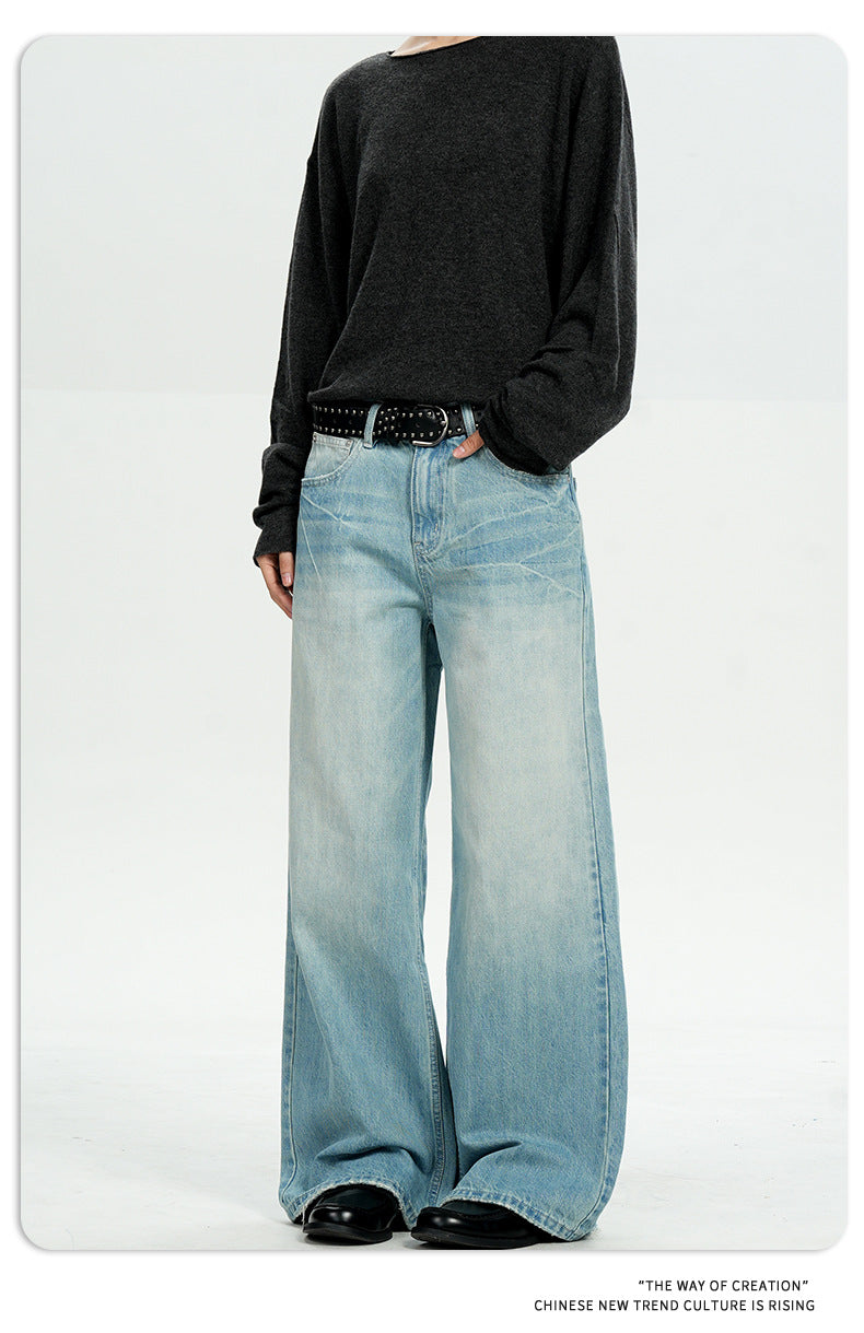 11KN Retro Gradual Change Loose Versatile Jeans